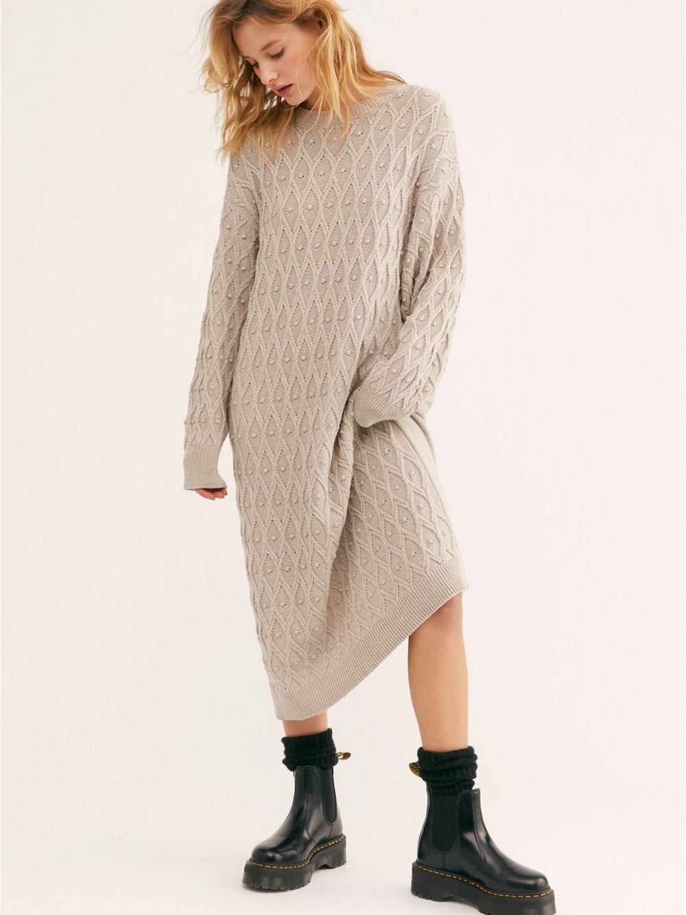 Free People Nicole Sweater Dress Cable Knit